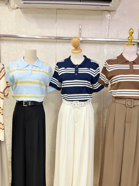 Polo Collar Stripes Shirts